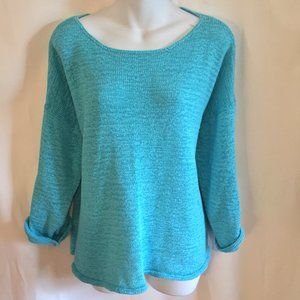 Chico's Sweater Turquoise Loose Fit Lagenlook